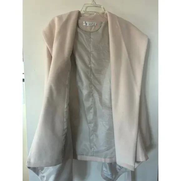 CHICWISH Women's Turn Down Shawl Collar Belted Coat Parka Cream Ivory Sz XL - Picture 7 of 9